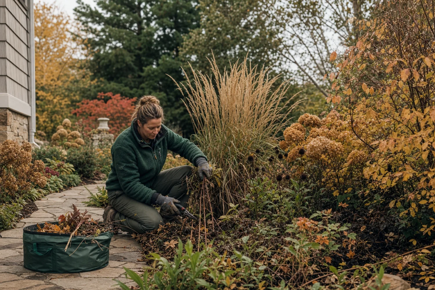 Fictional autumn landscape care concept