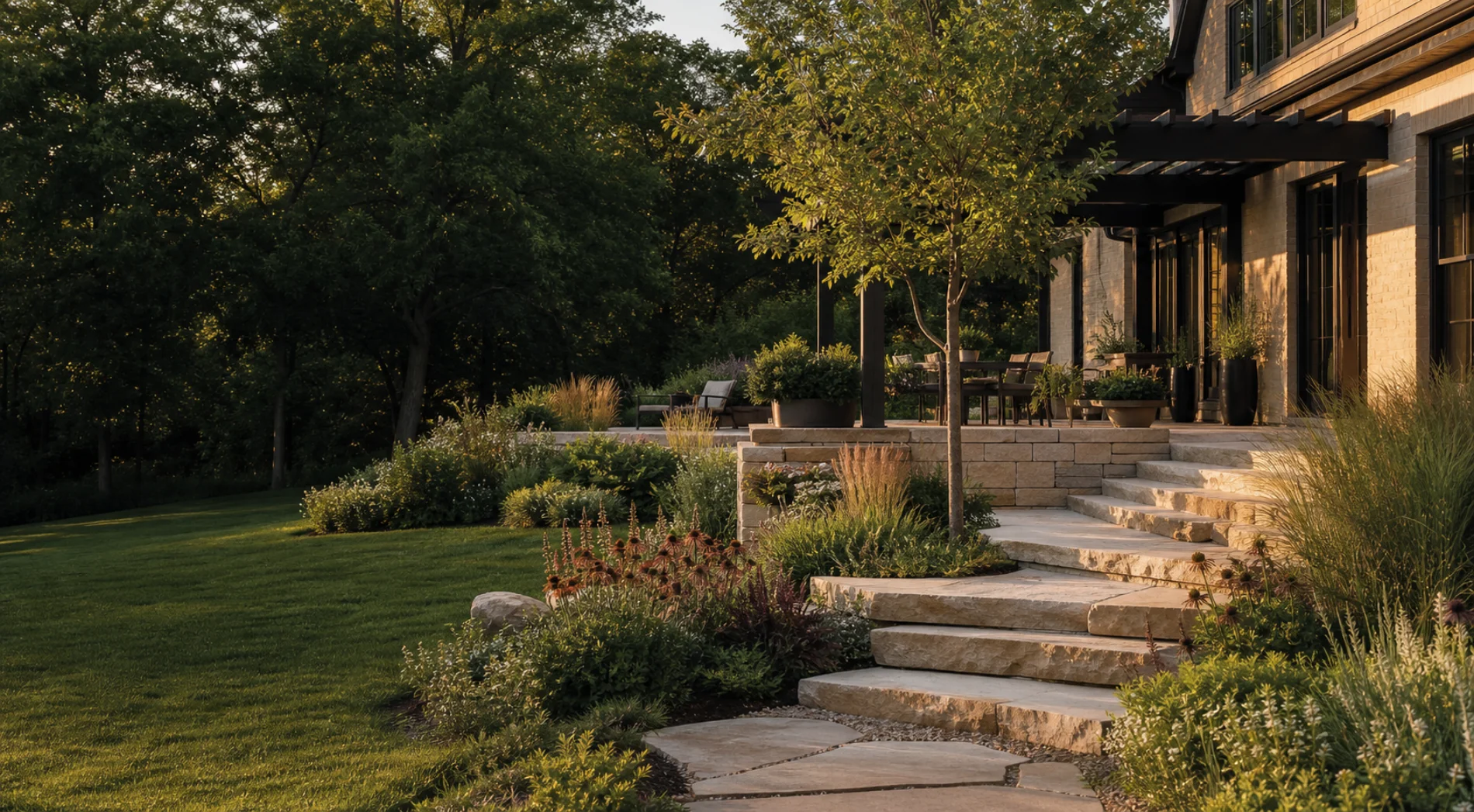 Fictional connected backyard landscape concept